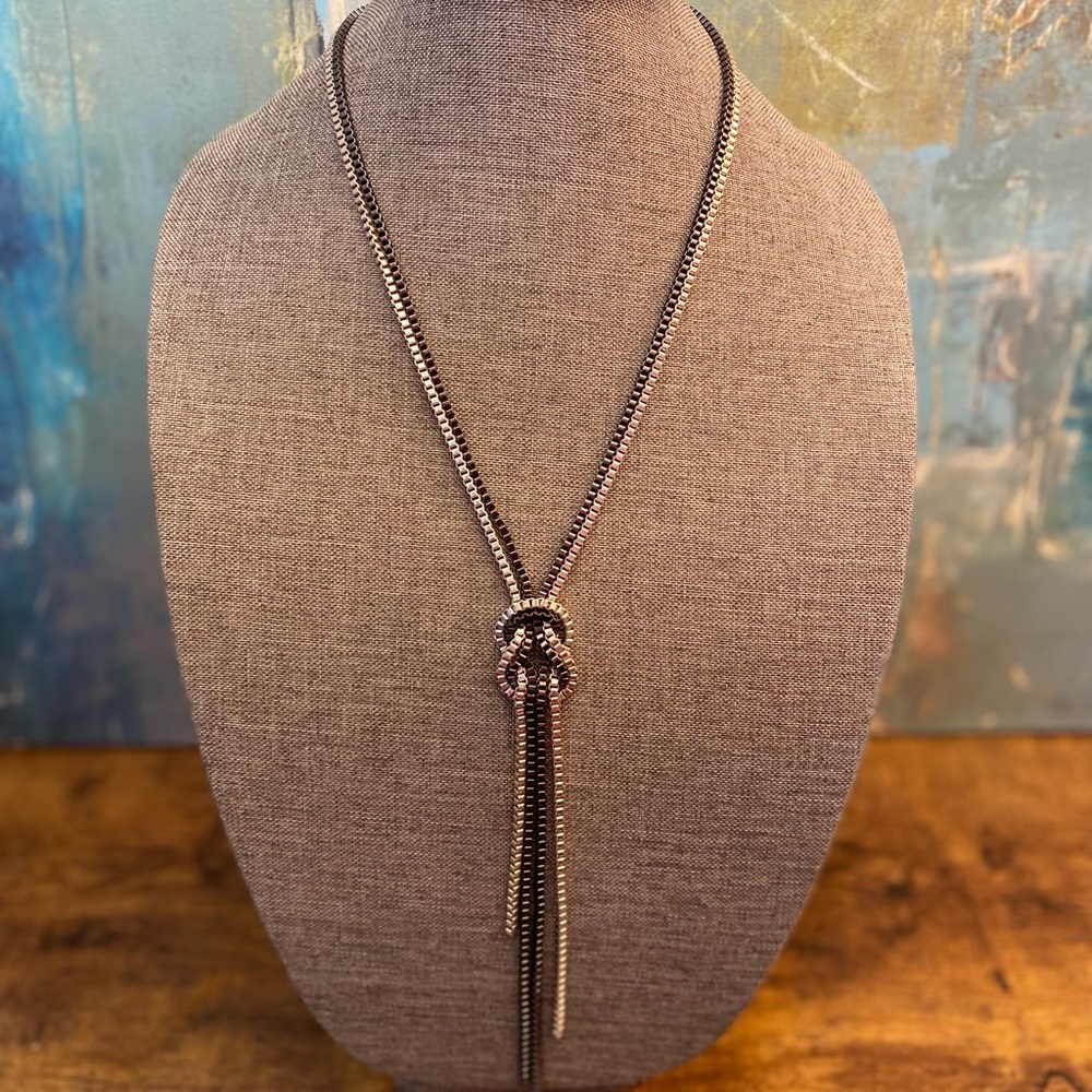 Double Strand Knot Lariat Necklace
